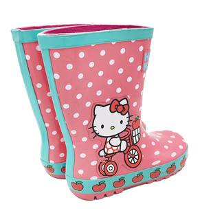 特价儿童可爱雨鞋宝宝水鞋桃红色女童防滑卡通天然橡胶雨靴大脸猫