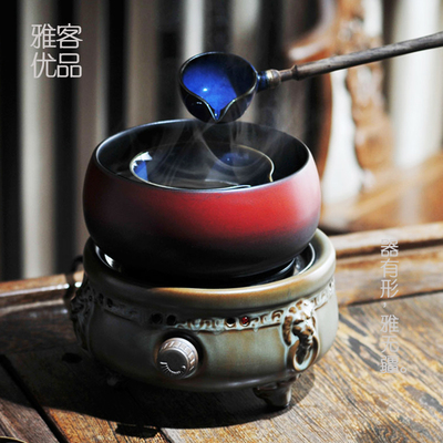 陶瓷温茶器套装温茶炉煮茶器功夫茶具电陶炉 蒸茶器分茶汤勺子
