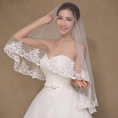 新娘头纱婚纱新款韩式头纱超长款3米头纱软结婚拖尾水溶蕾丝包邮