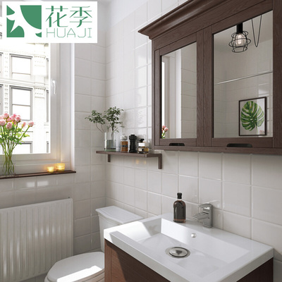 北欧厕所瓷砖墙砖厨房卫生间现代简约白色面包砖釉面砖300x300