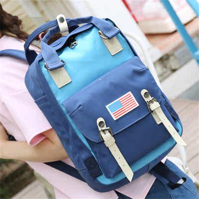 新款韩版优质撞色双肩包美国旗背包经典款学生书包手提旅行包包