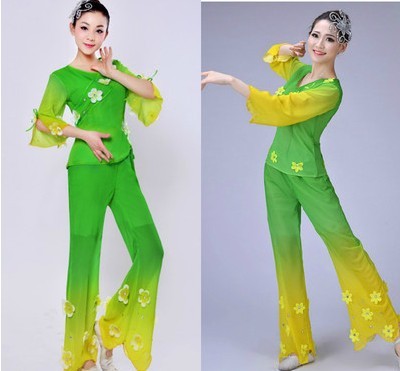 茉莉花秧歌服装2016新款春夏成人腰鼓扇子舞蹈民族古典绿色演出服