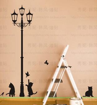 ◆街灯下的猫◆韩式时尚宜家交换空间装饰 欧洲路灯 可移除墙贴纸