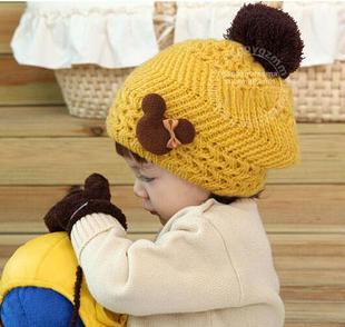 秋冬款新款 儿童帽子婴儿帽子 彩色贝雷帽 毛线帽宝宝帽子