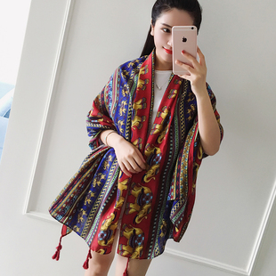 2016秋季新款时尚印花民族风波西米亚超大围巾披肩