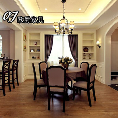 特价新中式家具后现代新古典餐椅样板房酒店中小型餐厅餐桌椅组合