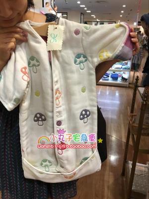 日本本土初生儿婴儿睡袋六层纱布带袖宝宝睡袋防踢被均码日本制