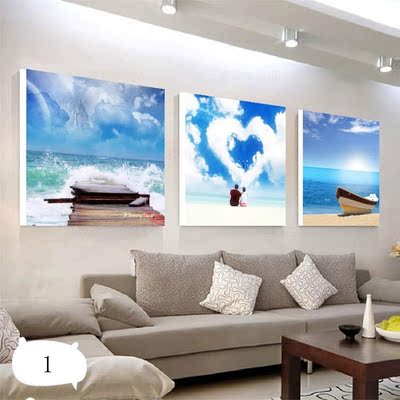 客厅装饰画餐厅挂画卧室壁画现代简约无框画沙发背景墙画海滩美景