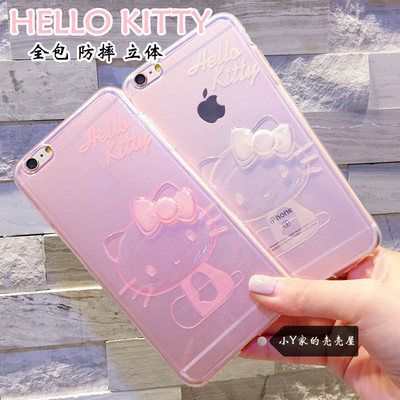 可爱KT猫苹果6手机壳iphone6S plus透明硅胶保护套5s浮雕卡通软套