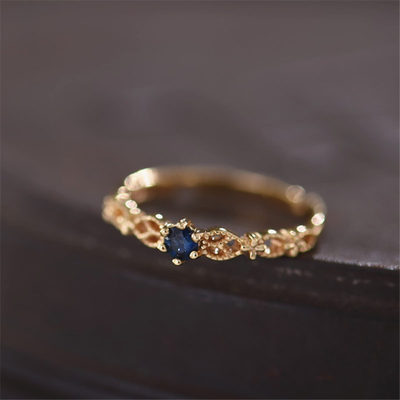 原创设计轻奢小珠宝天然无烧古溪蓝宝石戒指精致优雅礼物包邮