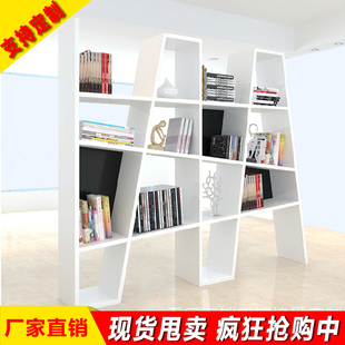 简约现代个性书架白色烤漆书柜镂空隔断柜展示柜陈设柜定制书架