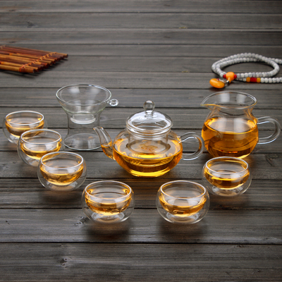 耐热玻璃茶具套装透明整套功夫茶具红茶壶过滤玻璃泡茶壶家用组合
