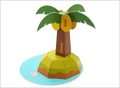卡通英文字母I 小岛island 超级可爱字母纸模型 手工DIY椰子树