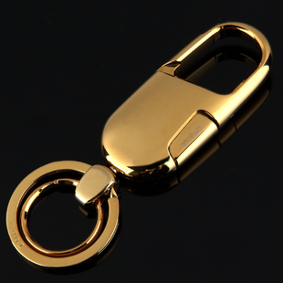 高档旋转汽车钥匙扣男女士腰式金属不锈钢挂件双环钥匙圈刻字创意