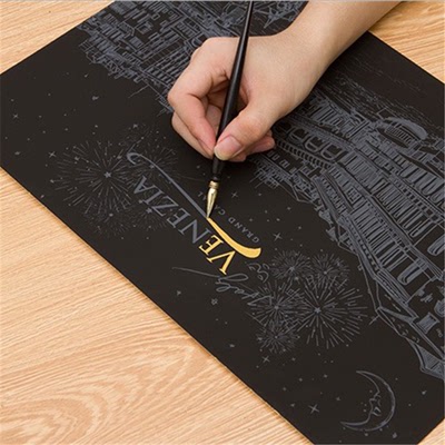 韩国夜景刮刮画 创意DIY手工刮画纸 儿童刮画 城市夜景刮刮画