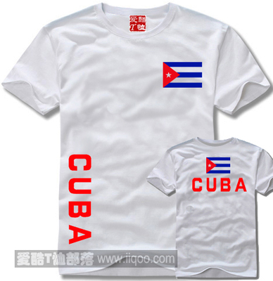 世界各国国旗T恤古巴文化衫个性纯棉短袖圆领直身可以定制1件包邮