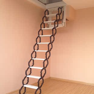 墙壁楼梯伸缩梯家用平台楼梯收缩梯别墅小型伸拉楼梯整体楼梯包邮