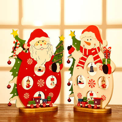 圣诞节装饰品雪人摆件桌面橱窗布置创意木质礼品老人玩偶雪人礼品