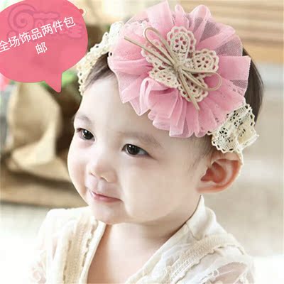 韩国韩式儿童发饰 婴儿发箍蕾丝花朵发带 女童发饰头饰