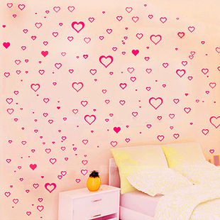 爱心型墙贴卧室温馨装饰 墙纸自粘壁纸可移除 冰箱贴家具翻新贴纸