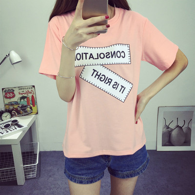 青少年2016夏装休闲韩版初中高中学生少女t恤短袖上衣服打底衫潮