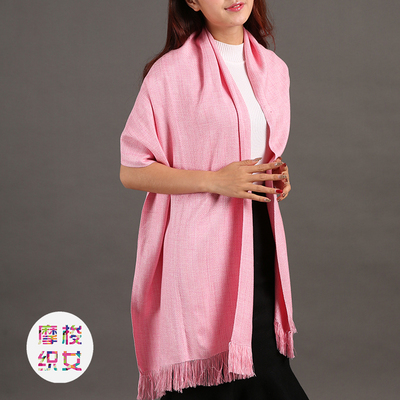 摩梭织女纯手工编织披肩丽江民族特色纯粉色清纯款式秋冬必备包邮