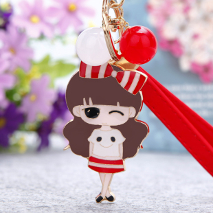 可爱小女孩腕带汽车钥匙扣女包包挂件钥匙链圈饰品韩国创意礼品