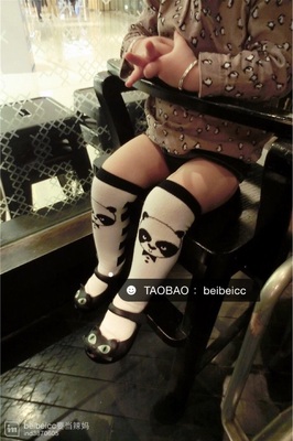韩国 熊猫袜套装 中筒袜加短袜 Beibeicc 实拍