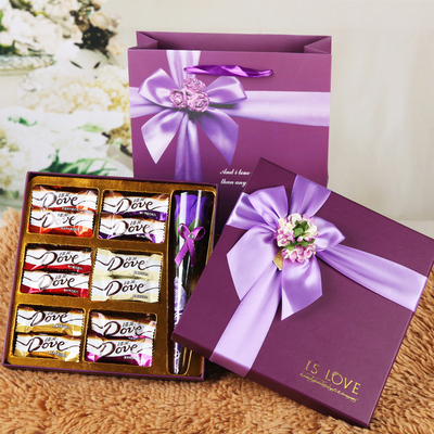 DOVE德芙巧克力创意玫瑰花礼盒装七夕情人节送女朋友生日礼物包邮