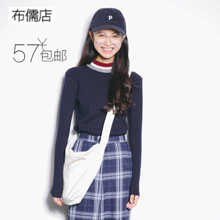 2016女装秋冬款针织衫 韩版修身拼色针织衫女 长袖中领毛衣A188