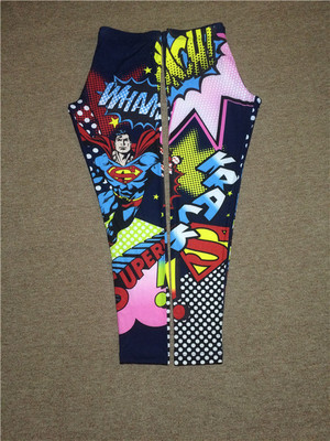 欧美原！16新款原宿打底裤 super man超人运动健美裤 弹力裤 大码