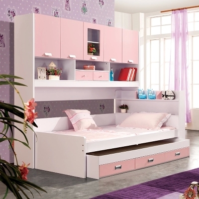 儿童衣柜组合床多功能储物儿童床母子拖床组合床男孩女孩公主床