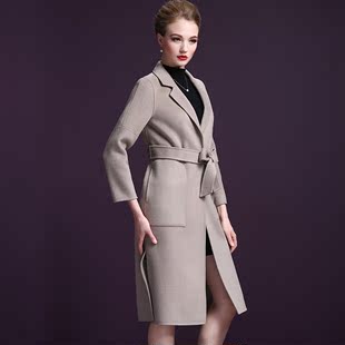 纯手工双面羊绒大衣女中长款高端双面呢大衣女2016新款羊毛呢外套