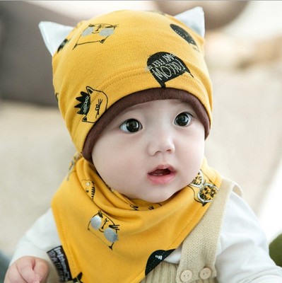 韩国春秋季新款宝宝纯棉帽子 婴儿帽子6-12个月秋冬小孩套头童帽