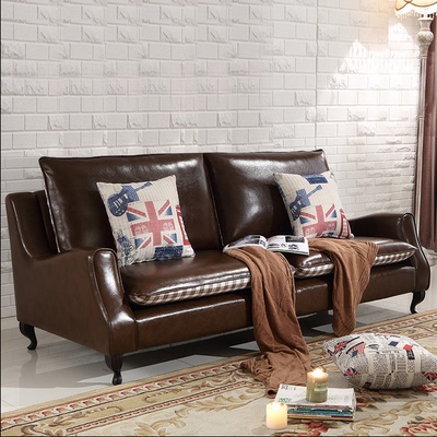 简约时尚现代皮布两用沙发新古典三人沙发美式皮艺单人沙发