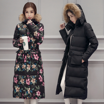 韩版超长款羽绒棉衣女士冬季防寒保暖大毛领过膝长大衣棉服外套潮