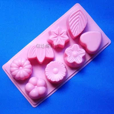 新品烘焙模具8连花型花叶蛋糕模硅胶巧克力模月饼模果冻手工皂模