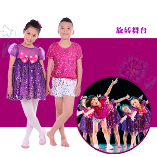 小学生亮片蓬蓬公主裙舞蹈服女童小孩幼儿园集体团体舞台演出服装