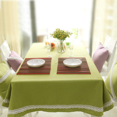 布艺棉麻桌布茶几垫台布西餐酒店长方形圆桌桌布防尘布纯色桌巾绿