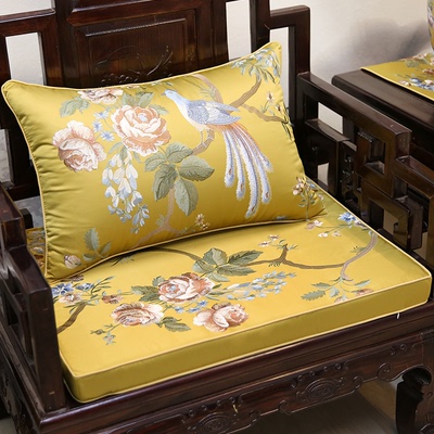 红木沙发坐垫四季防滑中式古典实木椅子沙发垫圈椅海绵垫定做花鸟