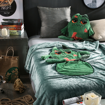 怪兽可爱抱枕被 办公室盖毯创意毛毯亲子多功能使用抱枕被子