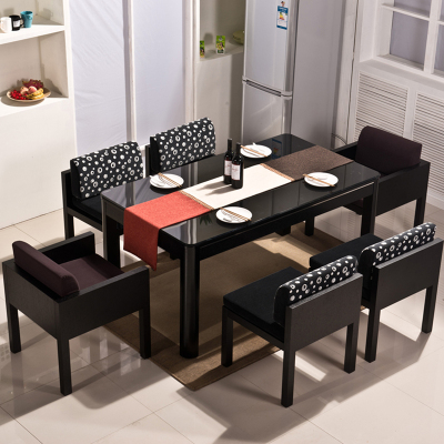 现代简约钢化玻璃餐桌椅组合6人4人小户型长方形饭桌包邮1185T