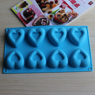 8连爱心甜心形甜甜圈慕斯布丁果冻果冰块硅胶蛋糕烤箱烘焙模具盒
