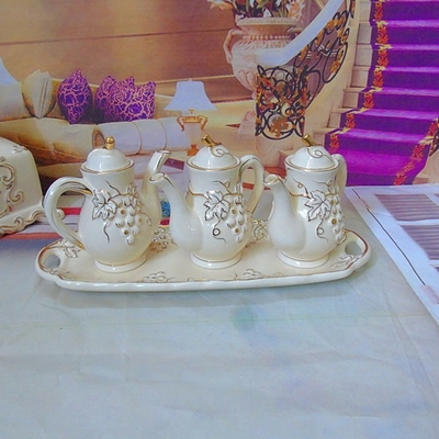 创意厨房餐厅调料具咖啡调味壶时尚精品4件套陶瓷调味具套装