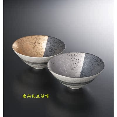 日本进口 陶悦窑 创意个性日式情侣陶器拼接对碗2件餐具套装礼盒