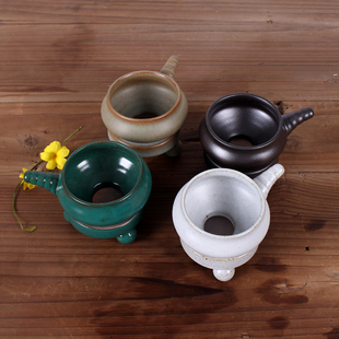 茶漏架茶滤网创意泡茶具茶道配件加厚陶瓷粗陶功夫茶叶过滤器家用