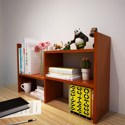 小书架桌上置物架伸缩桌面书架带抽屉两层办公收纳架儿童书柜简易