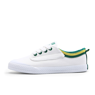 包邮夏季运动系带时尚潮流学生白绿色简约休闲帆布鞋