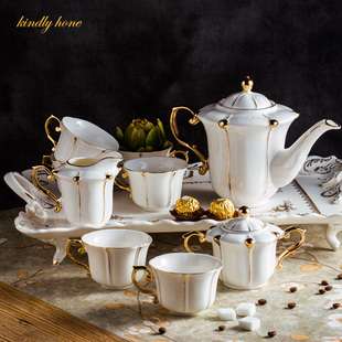 欧式咖啡杯套装新骨瓷咖啡具简约陶瓷英式下午茶具茶杯套装冷水具