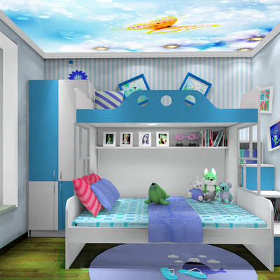 福施达 客厅卧室儿童房天花板定做大型壁画 定制背景墙 花海蝴蝶